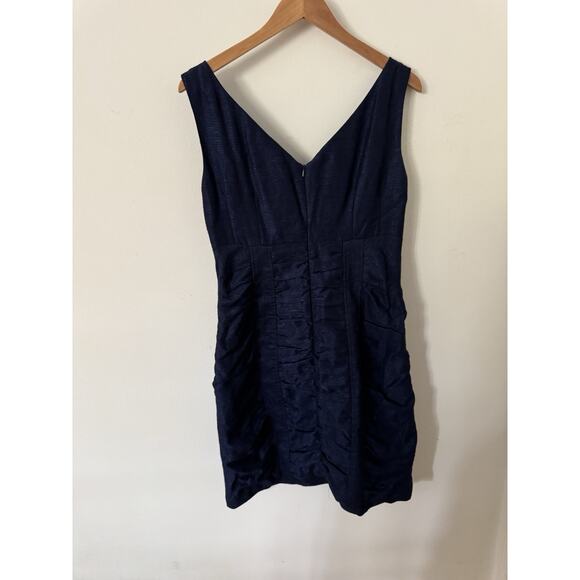 Nanette Lepore Dress 12 Dark Blue Navy Sheath Cocktail Evening Ruched Evening - Picture 2 of 7
